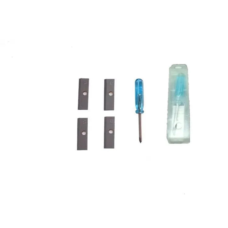 Geometric plastic pencil sharpener with four holes and maintenance screwdriver for art sketching