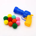 Plush pet toy ball launcher gun set with soft 3cm yarn balls for interactive indoor play