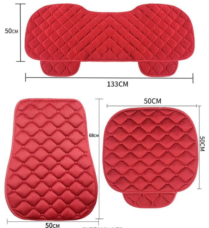 Ringer plush winter car seat cushion in coffee colour with cotton stuffing for warm vehicle interior