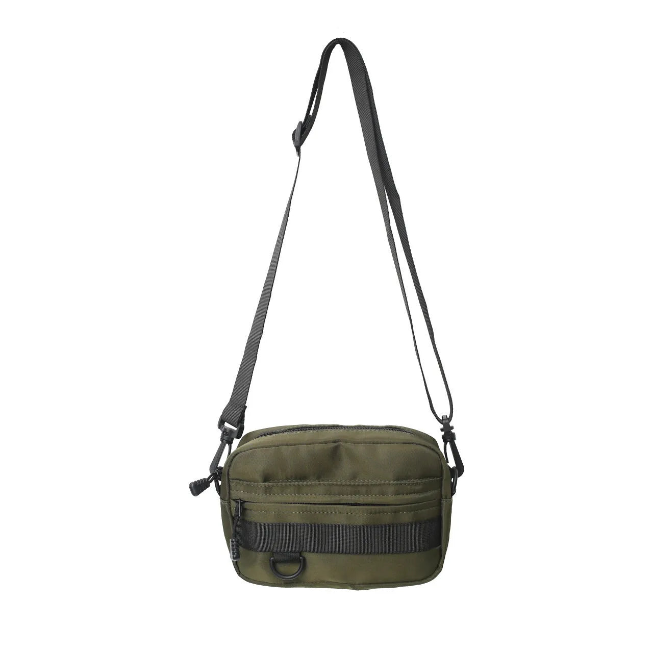 Men's nylon messenger bag in street fashion style with crossbody strap and sewing thread detailing