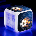 Square football pattern plastic alarm clock with cartoon design for children