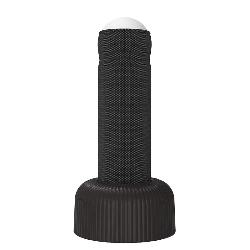 Creative handheld night light with fabric covering on base, emitting warm light