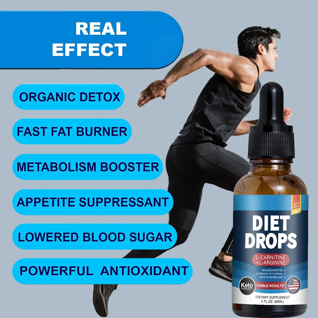 60ml bottle of ketone drops liquid supplement for weight management support.