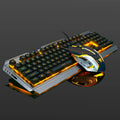 Luminous wired gaming keyboard and mouse set with yellow or rainbow backlight for PC and laptop