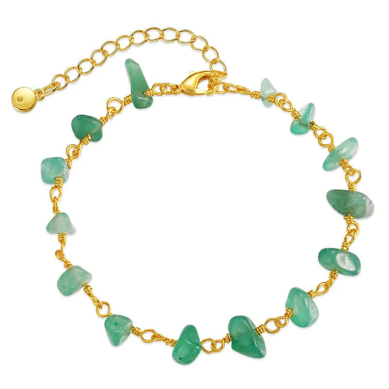 Women's geometric bracelet with natural gravel texture and crystal accents in 18K copper