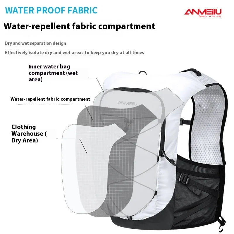 Nylon outdoor climbing backpack 5L in black or white, sizes S M L, water bag not included