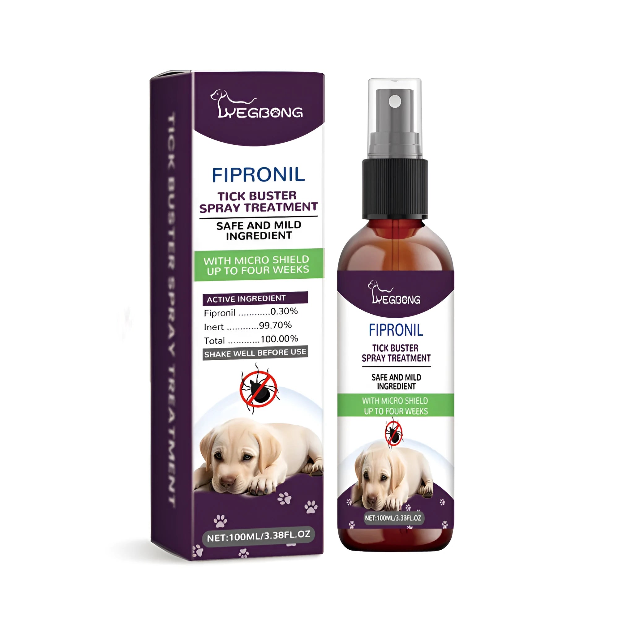 100ml pet pest spray bottle with fipronil and natural extracts for dogs and cats