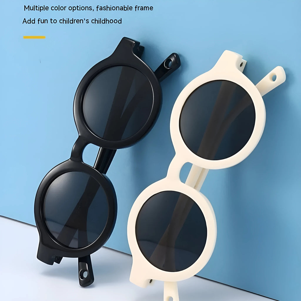 Children's silicone sunglasses with round frame for 0-3 year olds showing colour options