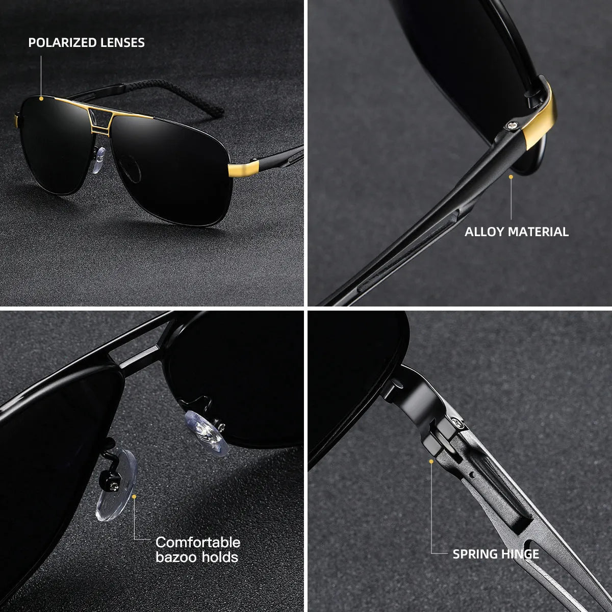 Men's orange red aviator sunglasses with metal frame and polarised TAC lenses