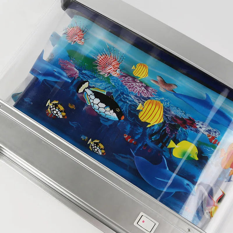 LED aquarium night lamp with plastic shell, fish design, 5W power, IP43 rating, and 30cm x 7cm x 23cm size