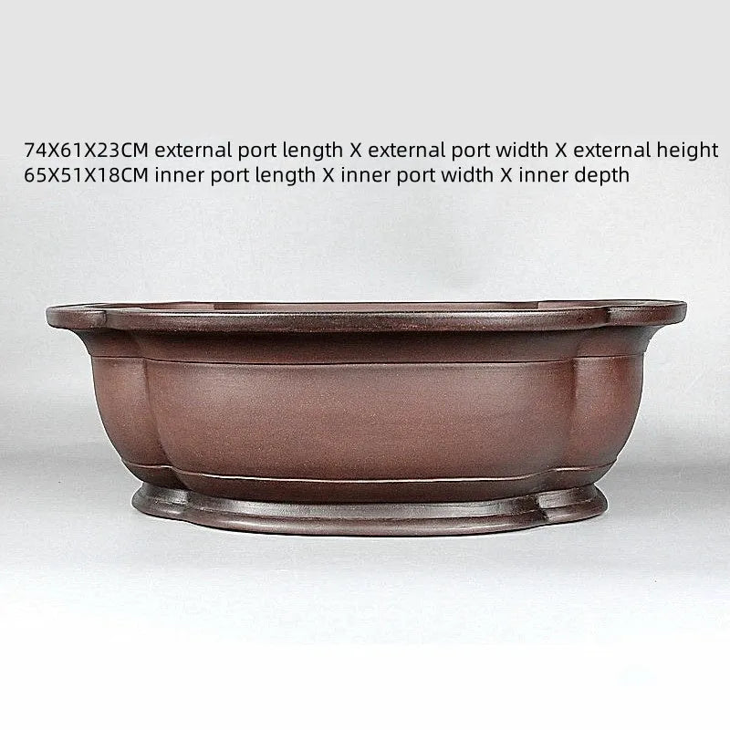 Handmade antique crabapple-shaped purple clay flowerpot large size 74x61x23cm