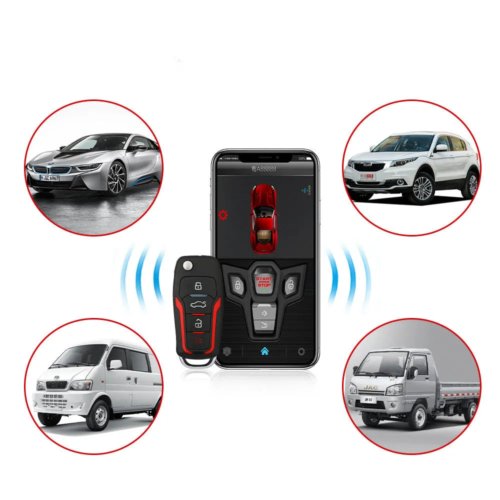 Red and Frosted Black one-way remote control car alarm system with two remotes for 3000m vehicle security