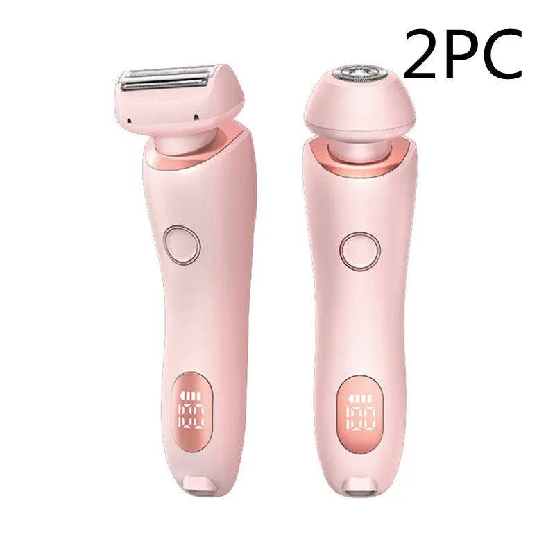 2 in 1 women's electric shaver with square foil and round rotating heads, USB rechargeable, pink colour
