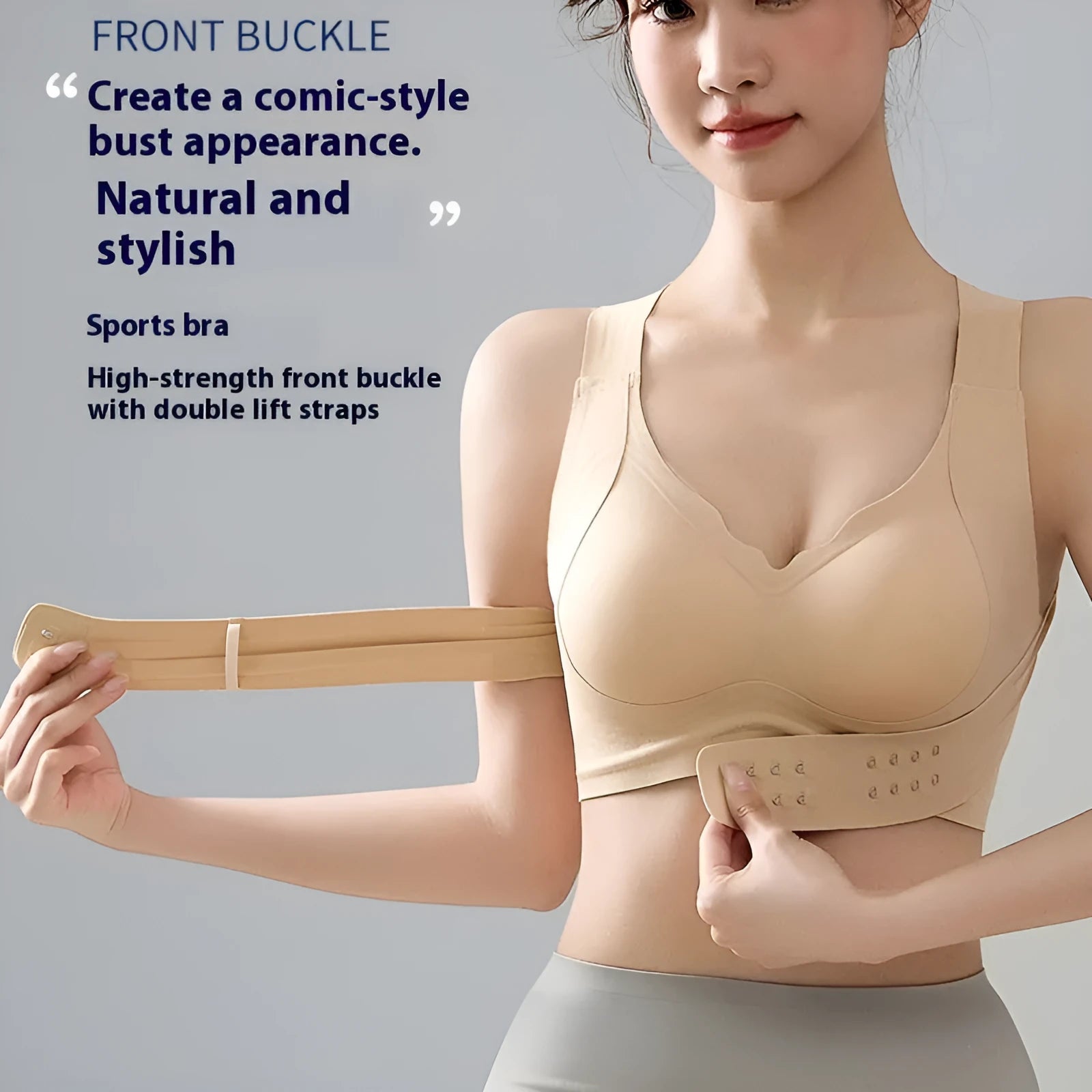 Women's cross exercise yoga bra with front buckle closure in three colour options