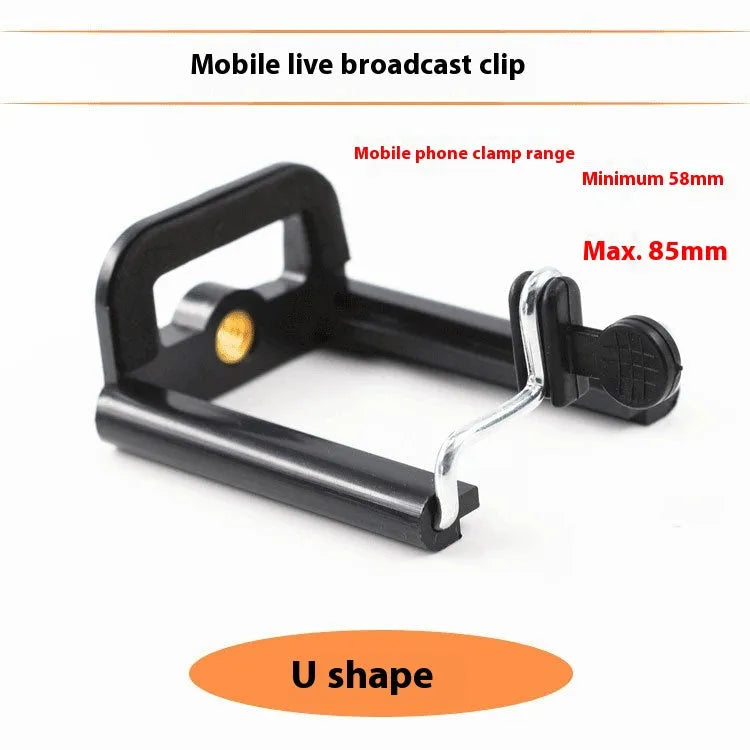 Black U-shaped plastic mobile phone clip bracket for poles and bars