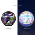 Creative fluorescent basketball size 7 with holographic luminous reflective PU surface in chroma colour
