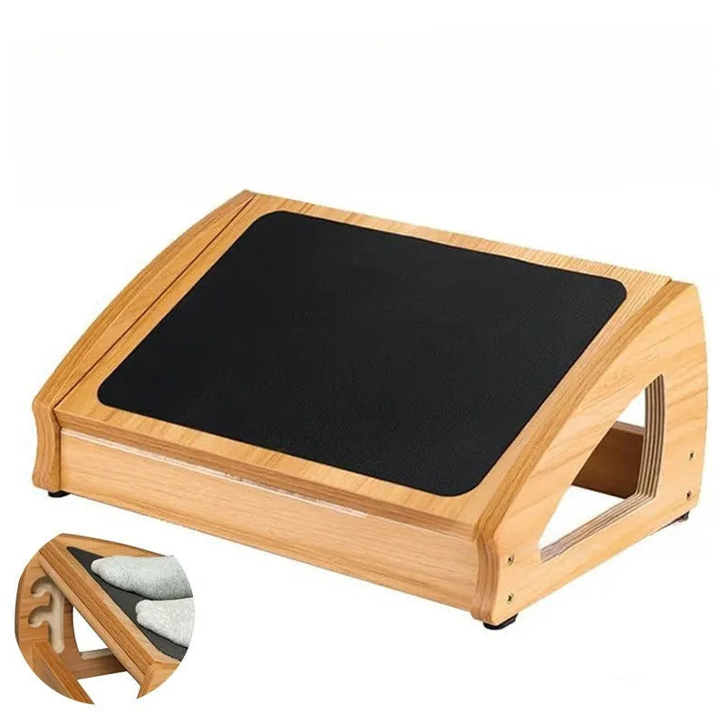 Wooden bamboo office desk footstool in wood colour with modern simplicity design
