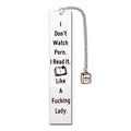 Stainless steel tassel bookmark in a gift box, showing five colour options.