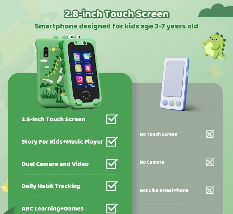 Kids mini bear handheld touch mobile phone toy with camera, 512MB, blue or green silicone case, 85.6 x 37.2 x 140mm