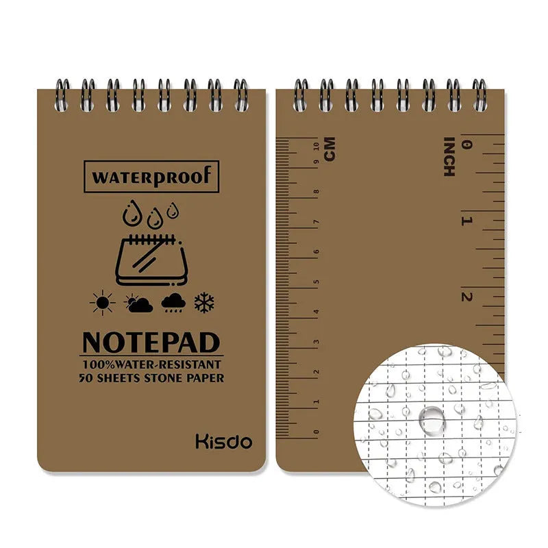 Waterproof spiral notebook with PP cover and stone paper pages in multiple colour options