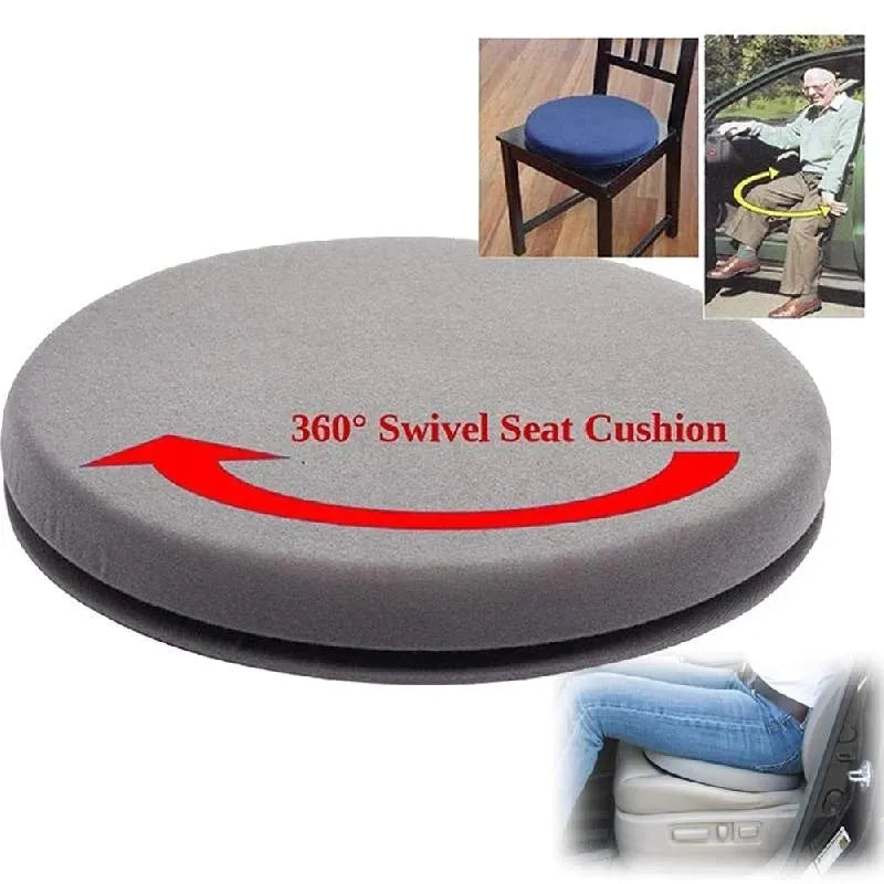 Circular car seat cushion with rotation feature showing short plush cloth cover and 40cm diameter