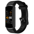 Black fashion sports electronic watch with 0.96 inch IPS colour screen, metal frame, and TPU strap