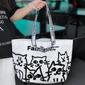 Waterproof woven handbag with colour printing, PP material construction