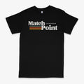 Black men's casual t-shirt with a 3D digital printed pattern, round neck, and short sleeves