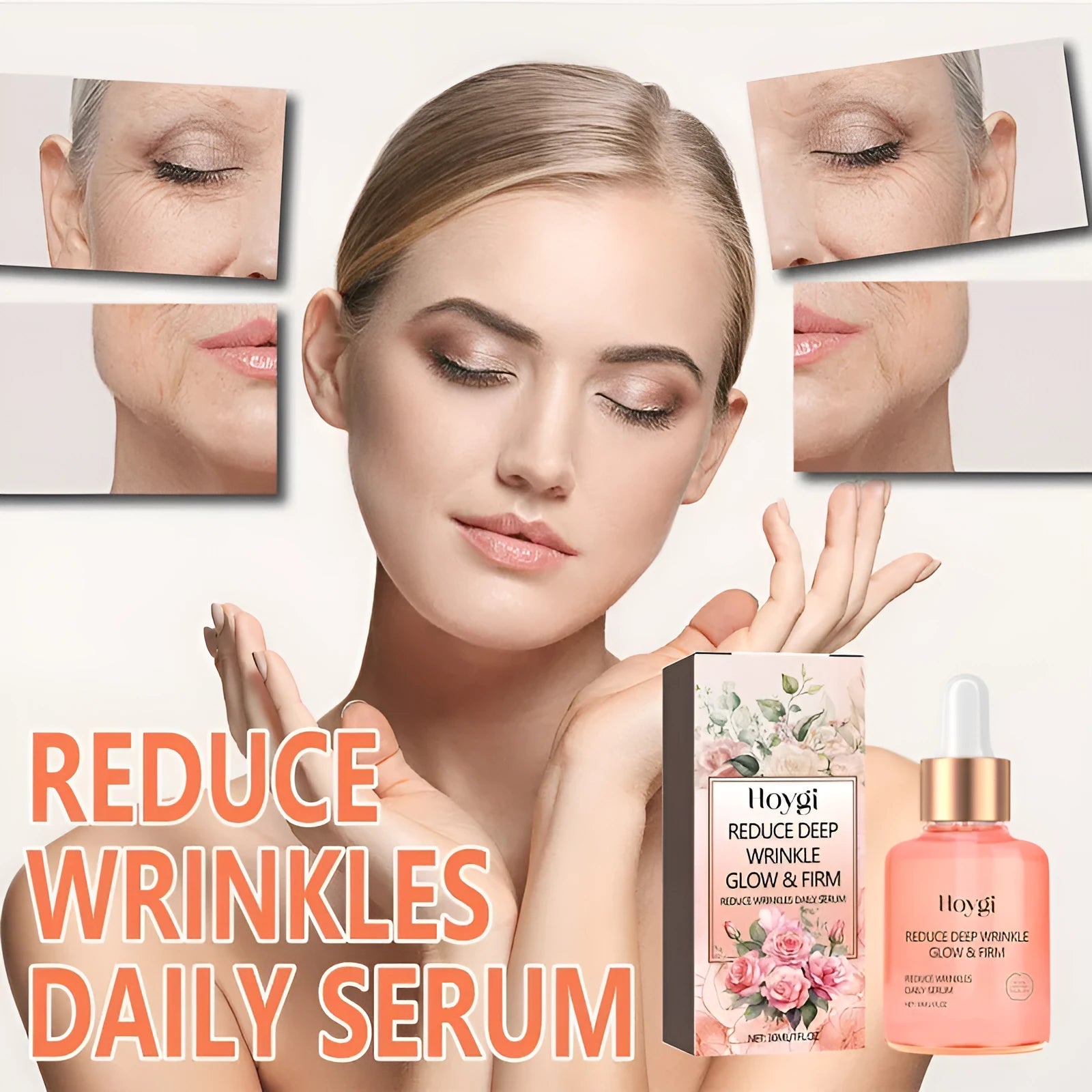 30ml rose essential oil in amber glass bottle for smoothing wrinkles and firming skin