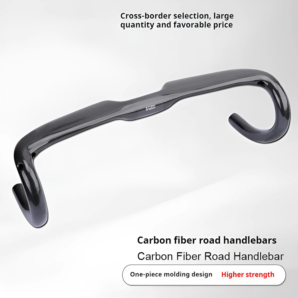 Carbon fibre road bicycle drop handlebar in black grey silver showing UD Matte and Bright finish options