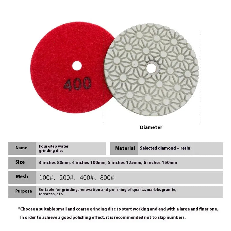 4-inch diamond polishing pad 100mm water mill grinding disc for quartz marble granite terrazzo