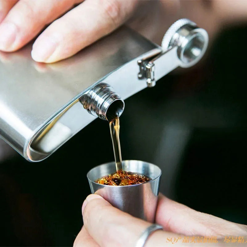 30 ml stainless steel cups with PU leather holder, silver, 4 or 6 cup set