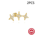 S925 sterling silver flower gravel stud earrings in golden electroplated finish