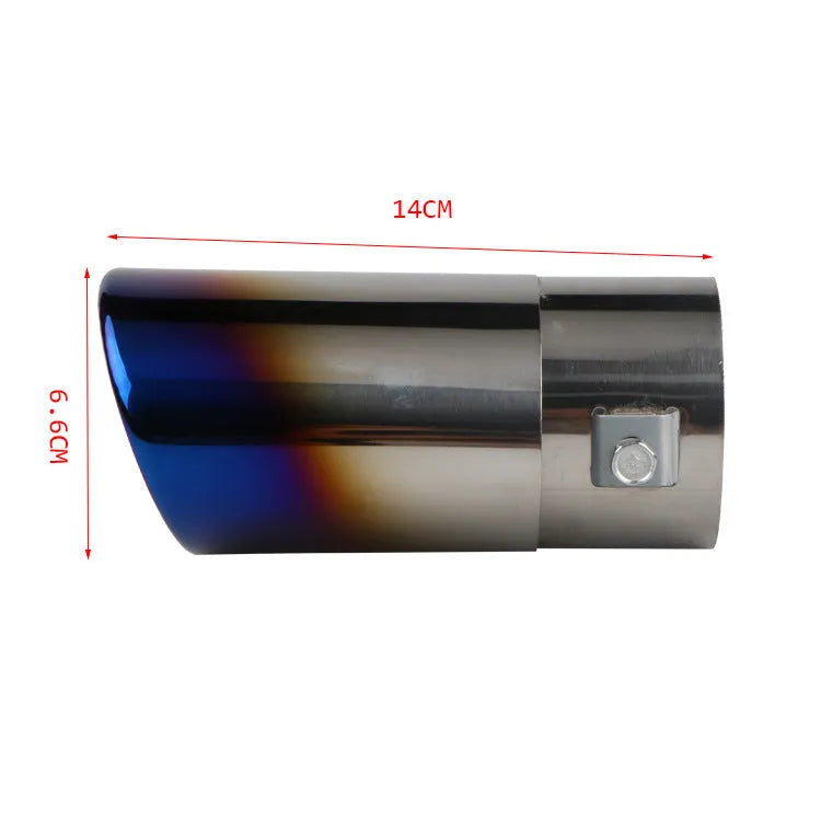 Stainless steel car exhaust tail pipe in straight and curved styles with baked blue, bright silver, colourful finishes