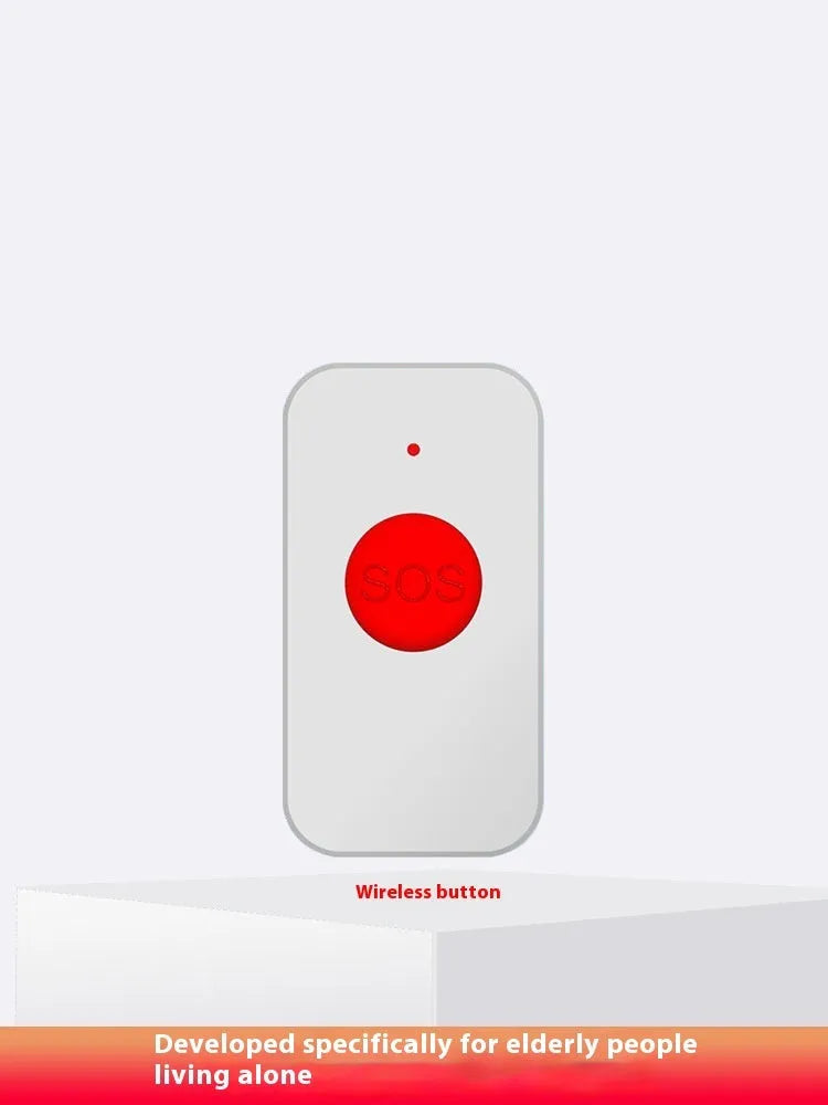 White emergency alert system with one buzzer unit and three wireless call buttons for elderly safety