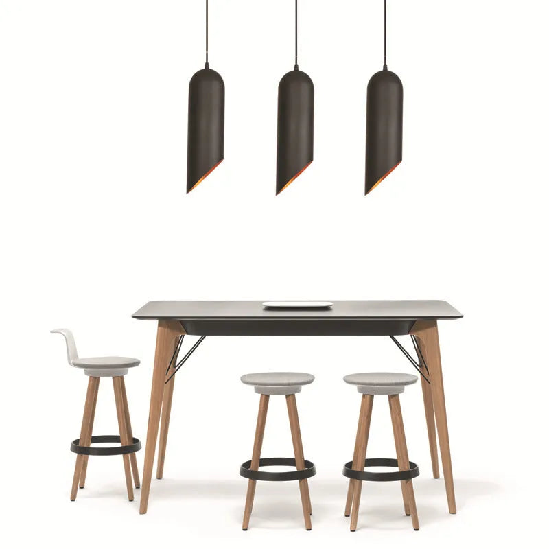 Retro iron art chandelier with matte black finish hanging from ceiling