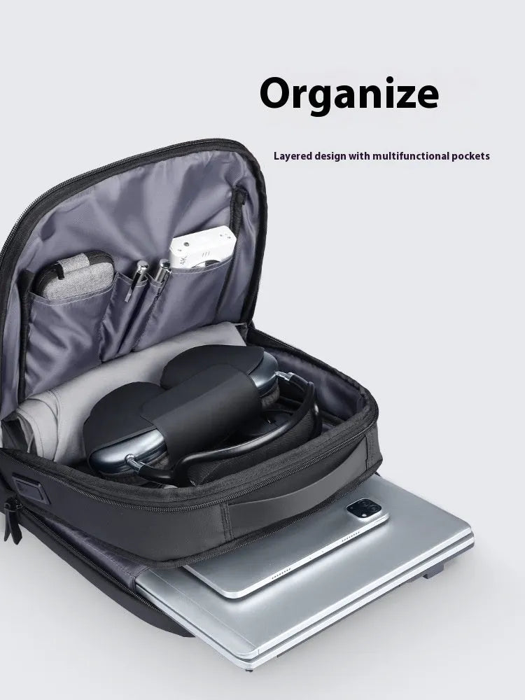 Graphite grey USB charging backpack with 20L capacity and Oxford cloth construction