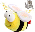 Yellow bee-shaped electronic cat toy with motion-activated squeaker for interactive play