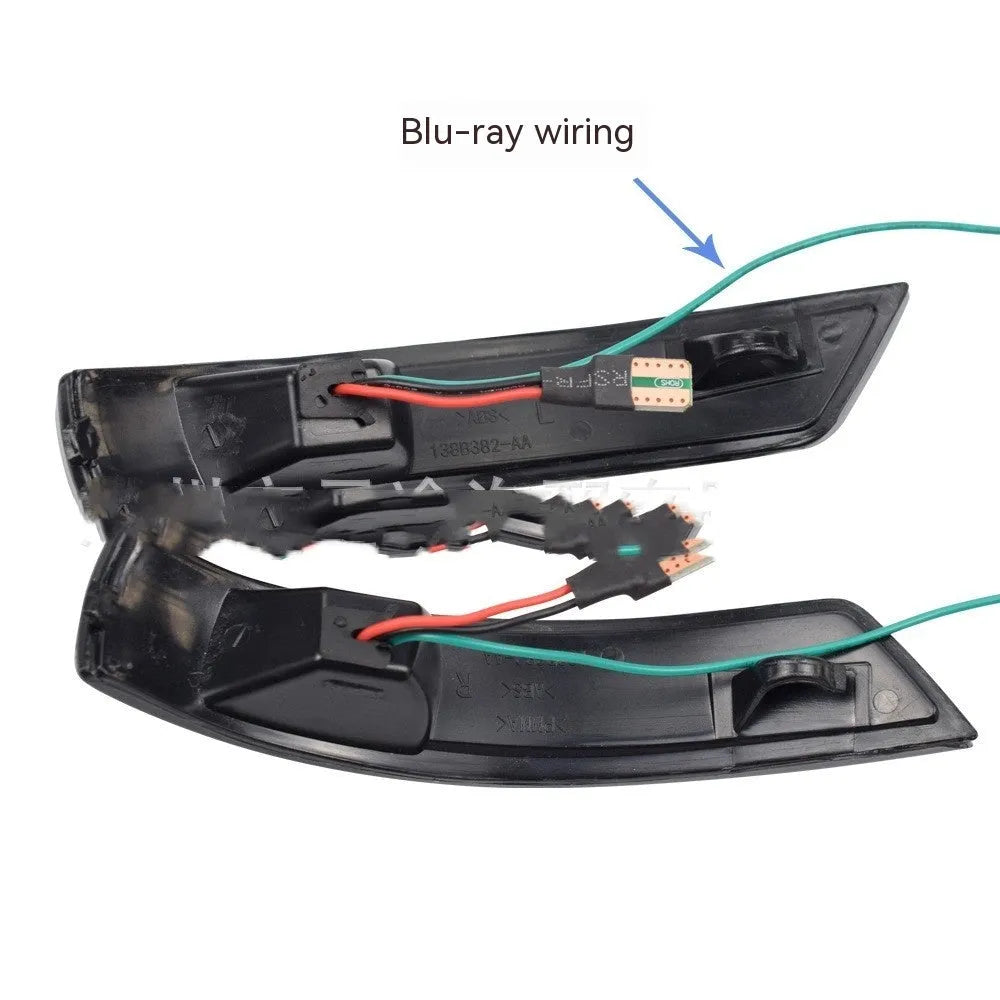 Ford Focus and Mondeo rearview mirror waterfall light in yellow and blue two-tone or solid yellow options