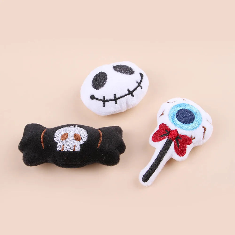 Small handheld cat teaser wand with plush candy design toy head for interactive play