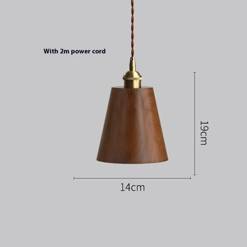 Black walnut single-head droplight chandelier with copper wood art construction for model room or bed and breakfast lighting