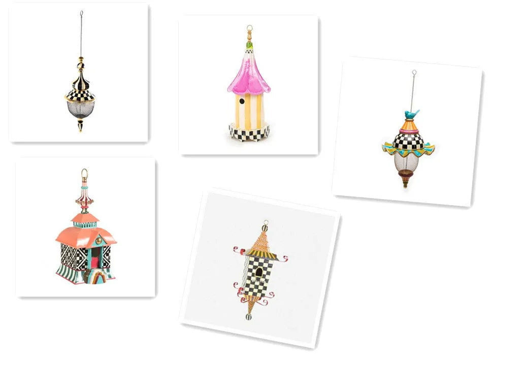 Metal bird feeder creative pattern birdhouse hanging decor for garden with iron construction and six style options