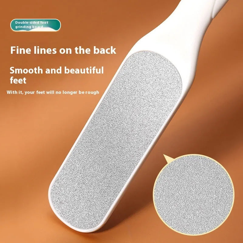 Stainless steel double-sided foot grinder with sandpaper filing surfaces in OPP protective bag