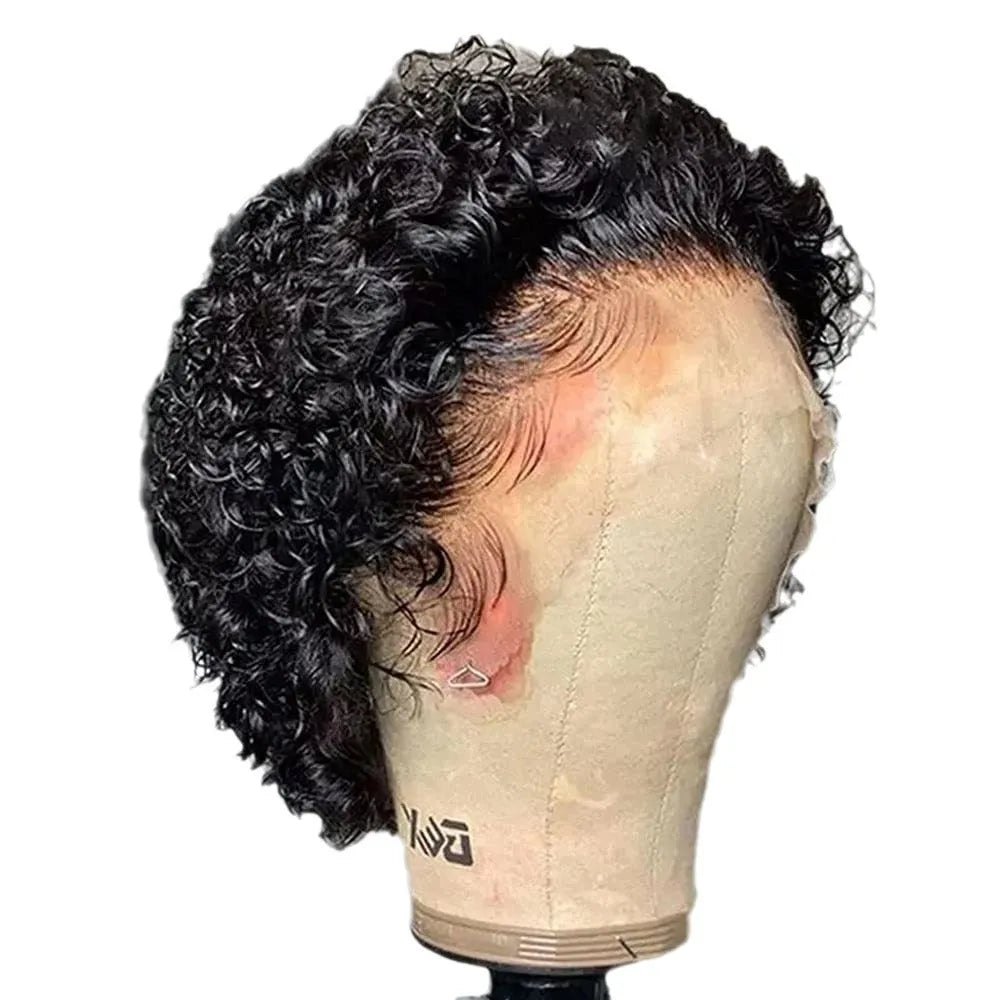 Black human hair lace wig cover with 13x1 hair part design for natural-looking daily wear