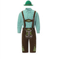 Men's Beer Festival Clothing Set with long sleeve shirt, fifth pants, and denim hat in British style
