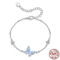 S925 sterling silver women's bracelet with butterfly and zodiac modelling in minimalist Mori style, colour BSB229.
