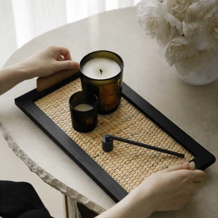 Pine wood compartment serving tray shown in large and small size options