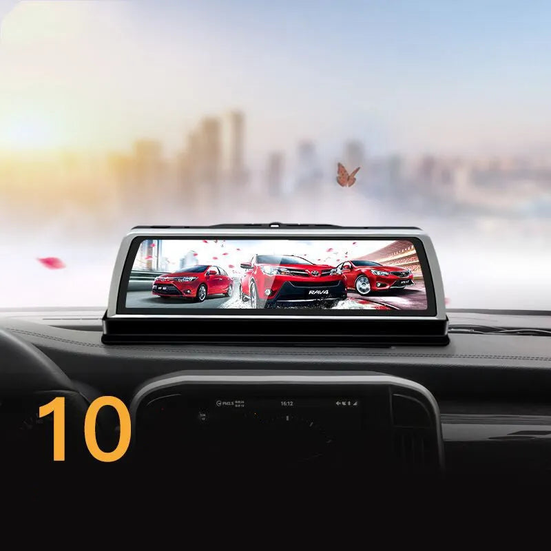 Road Detective K500 center console dash cam with 170° angle and 12MP sensor, 275mm wide.