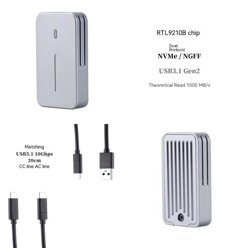 Aluminium alloy external SSD enclosure for M.2 drives with 10Gbps USB 3.2 Gen 2 connectivity