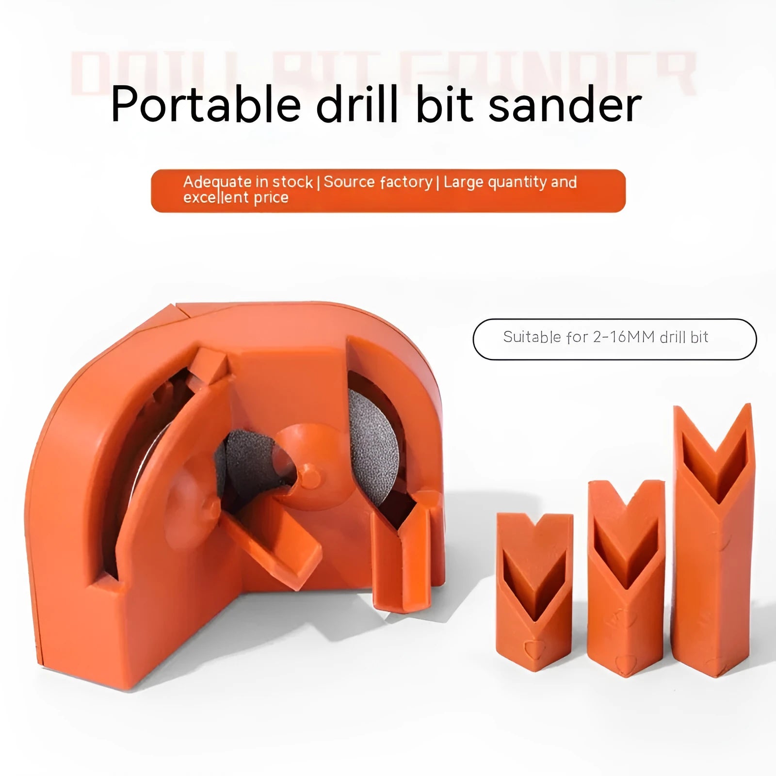 Universal portable grinding drill tool with orange and black sander sets and replacement wheels